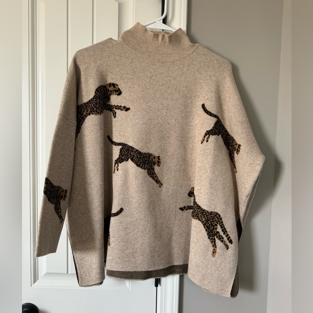 Cheetah Print Mock Neck Sweater